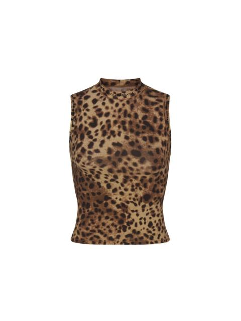 SKIMS x Dolce&Gabbana Cotton Jersey Mock Neck Tank Leopard