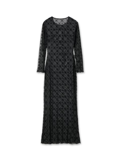 Moonogram Mesh Flock Long Dress