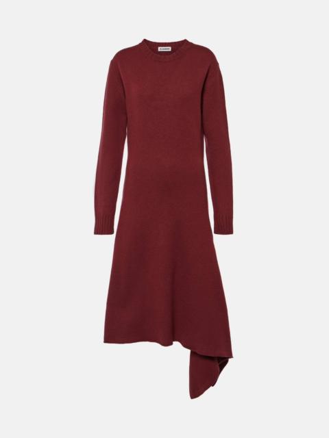 Asymmetric wool midi dress
