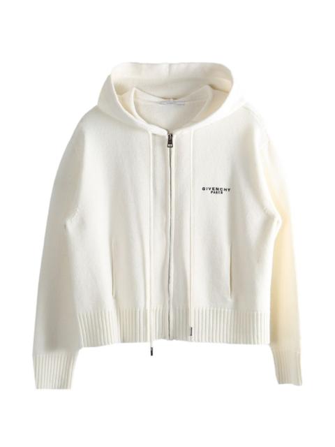 hooded full-zip cardigan