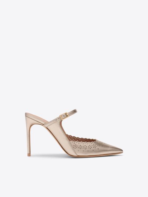 Bardot 90 Champagne Broderie Anglaise Mules