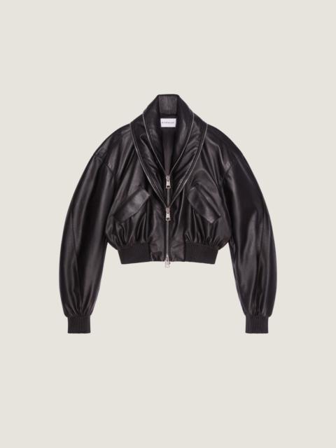 BOMBER WITH ZIPPED SHAWL COLLAR IN NAPPA LEATHER