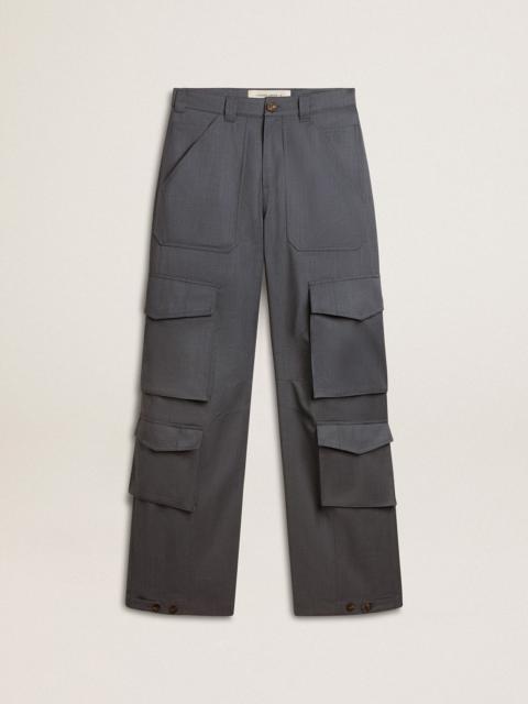 Women's cargo pants in baby blue wool