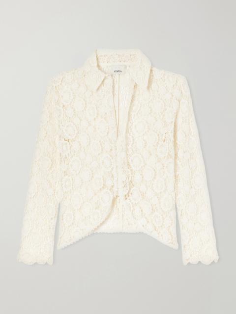 Tie-detailed Cotton-lace Shirt