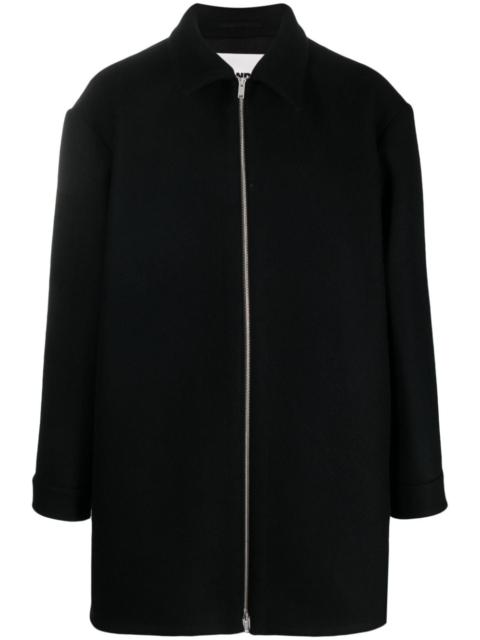 zip-up wool coat