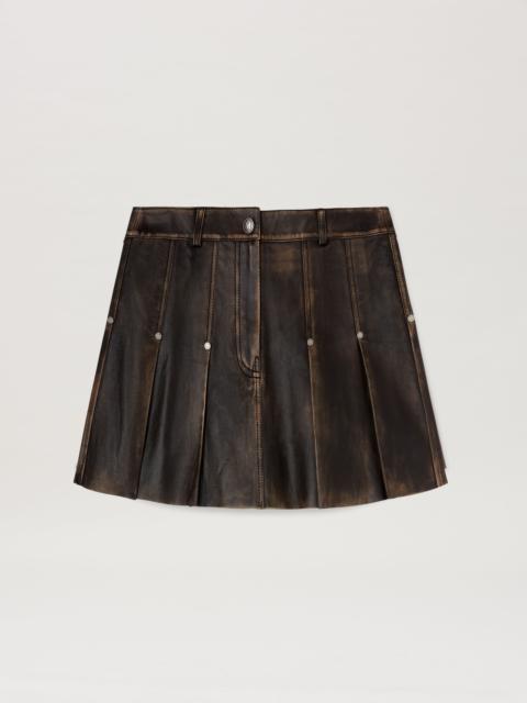 Curved logo Leather miniskirt