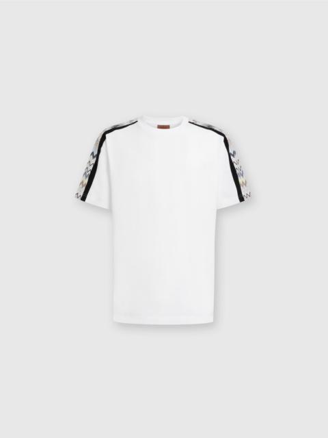 Cotton jersey T-shirt with zigzag inserts