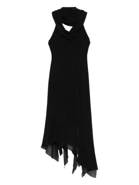 Disa cowl-neck asymmetric midi dress