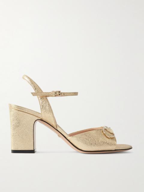 Lady Horsebit Metallic Textured-leather Sandals