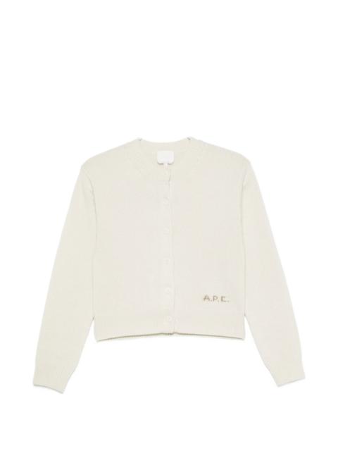 A.p.c. Logo-embroidered Ribbed-trim Cardigan