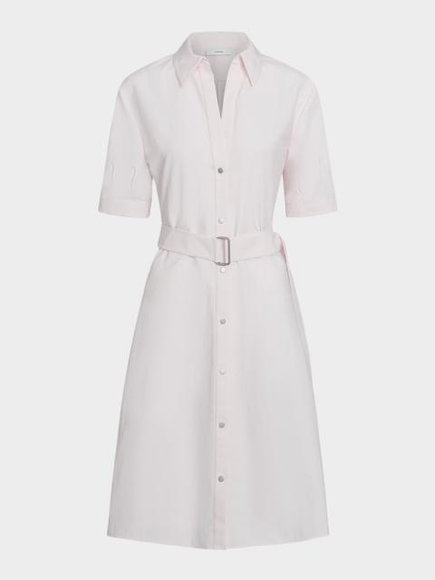 Short-Sleeve Belted Shirtdress