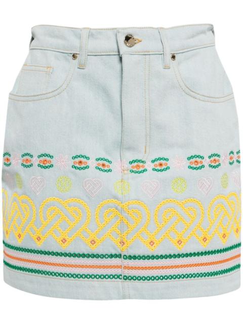 embroidered cotton mini skirt