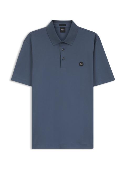 MERCERIZED-COTTON POLO SHIRT WITH DOUBLE B MONOGRAM