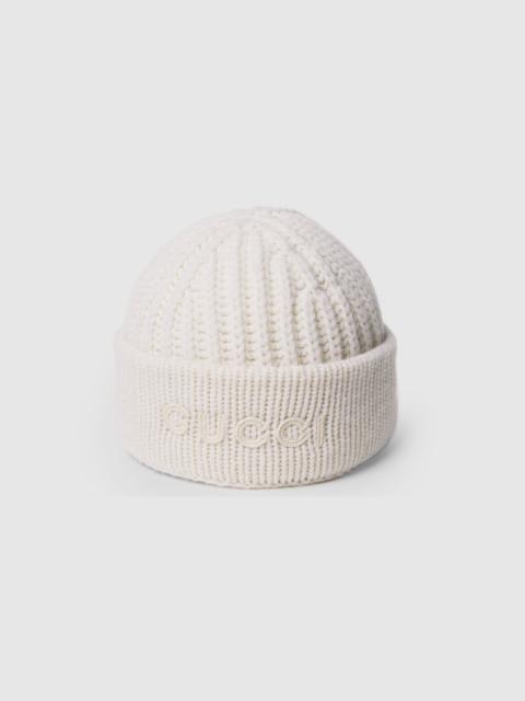 Wool cashmere hat with embroidery
