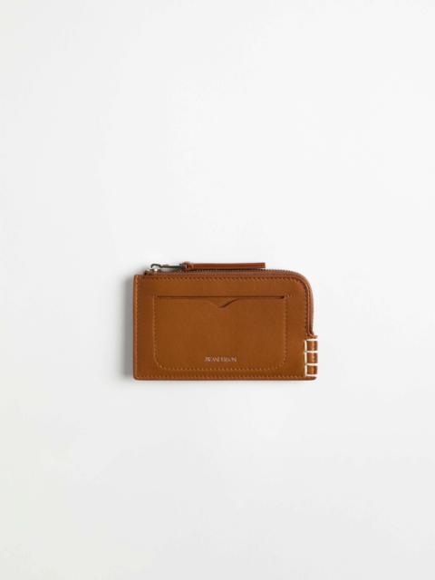 LEATHER LOAFER ZIP WALLET IN TAN