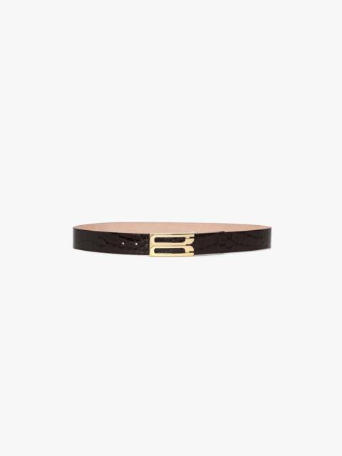 Jumbo Dorian Belt In Espresso Croc Embossed Calf Leather