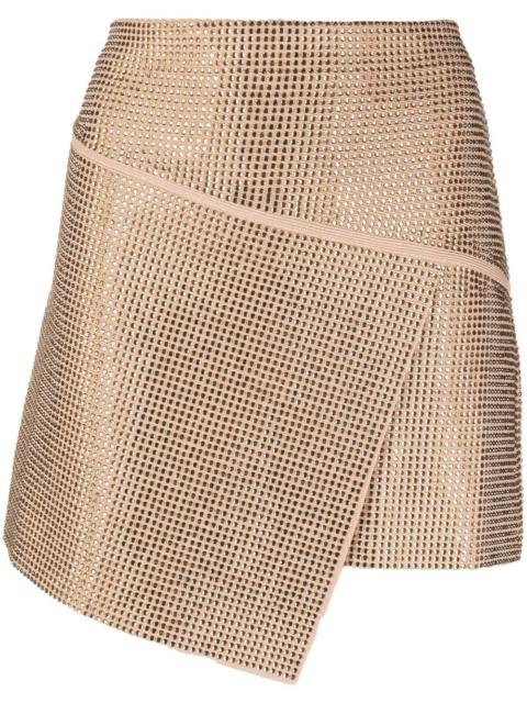 crystal-embellished asymmetric wrap skirt