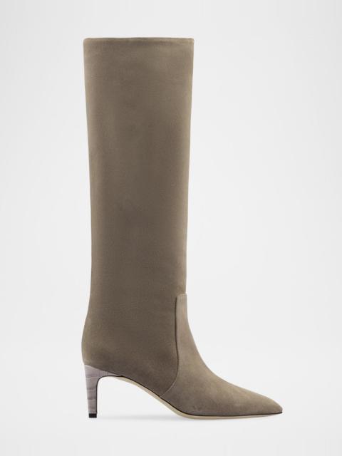 Suede Stiletto Knee-High Boots
