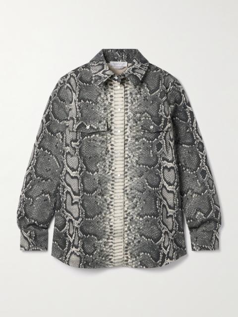 John Austin Snake-print Recycled Denim Shirt