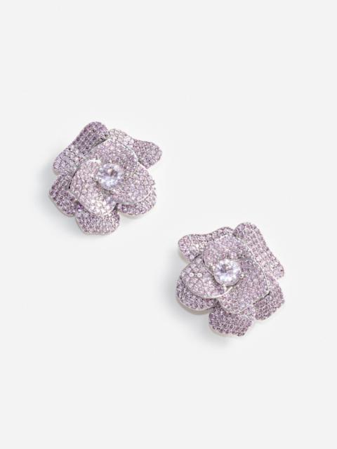 Pink Crystal Flower Earrings