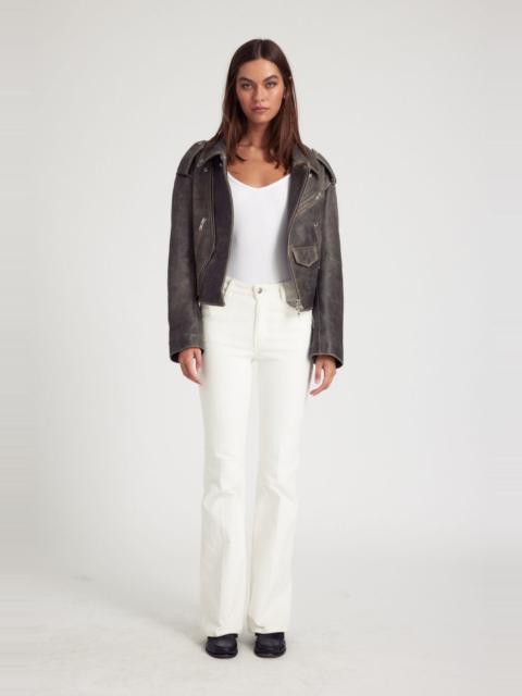 WHITE CORDUROY MICRO FLARE PANTS