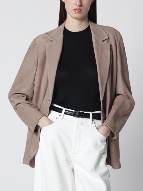 Light brown suede single-breasted blazer
