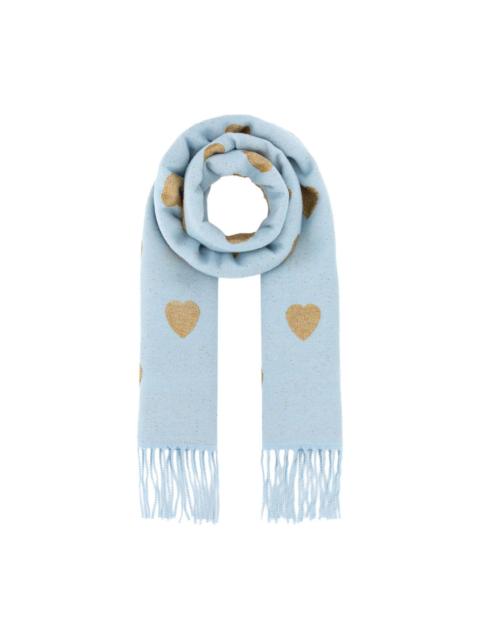 heart-pattern fringed scarf
