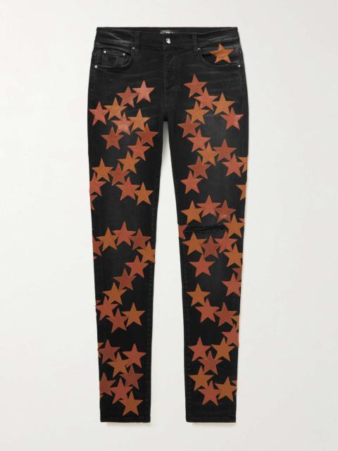 + Chemist Skinny-Fit Leather-Appliquéd Distressed Jeans