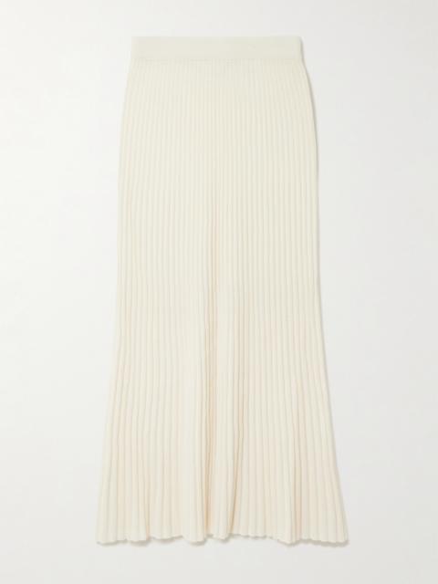 Nillie Ribbed Organic Cashmere Midi Skirt