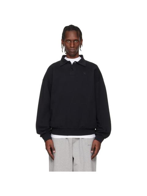 Black Distressed Logo Polo