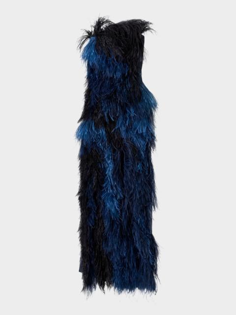 Strapless Ostrich Feather Gown