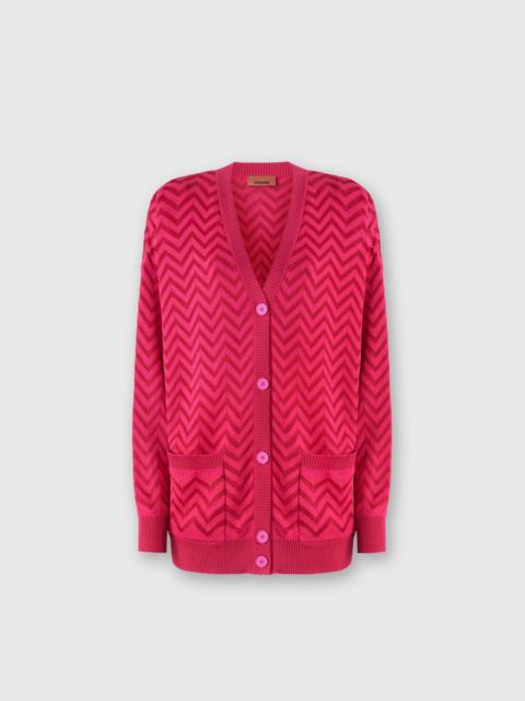 Tonal chevron oversized cardigan