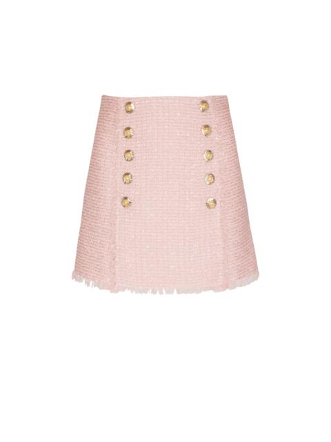 Short sequinned tweed skirt