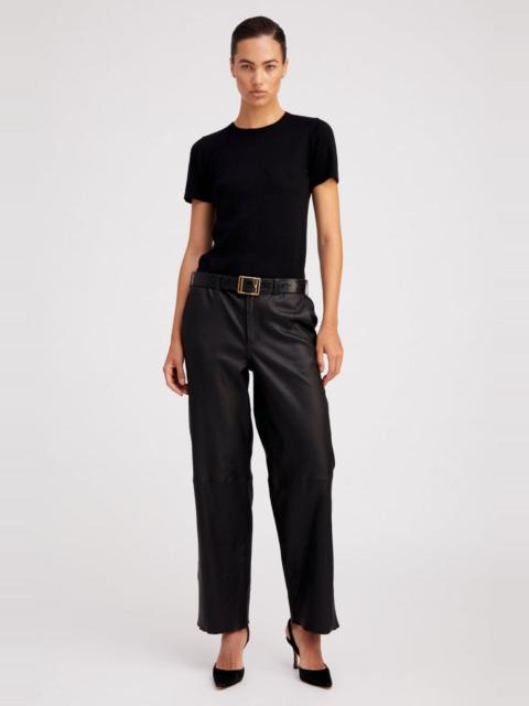 BLACK LEATHER RELAXED TROUSERS