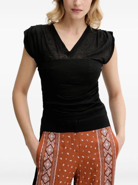 V-neck puff-sleeve top