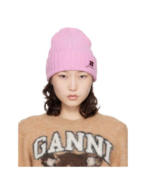 Pink Wool Knit Beanie