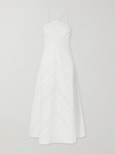 Castiglione Broderie Anglaise Cotton Halterneck Midi Dress