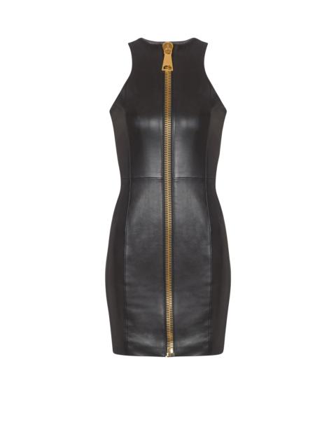 Short sleeveless lambskin dress