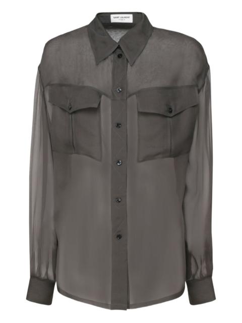 pointed-collar flap-pocket shirt