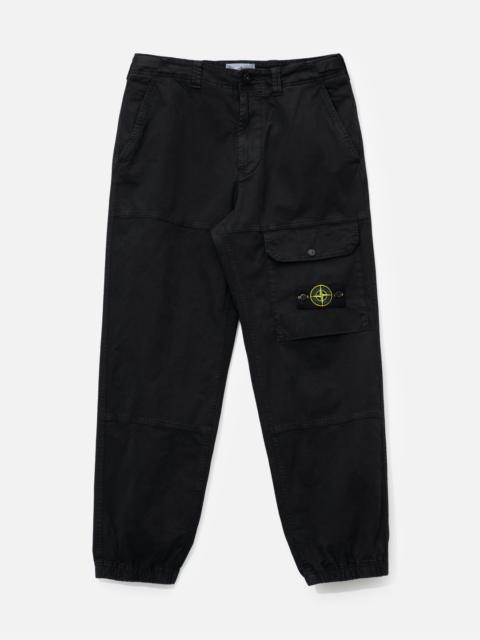 ORGANIC COTTON STRETCH BROKEN TWILL 'OLD' EFFECT CARGO TROUSERS