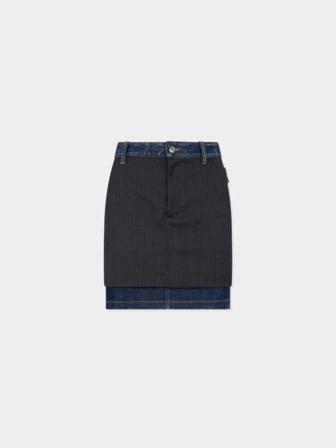 DARK WASH HYBRID DENIM TAILOR SKIRT