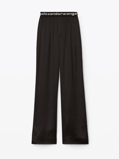 LOGO ELASTIC PANT IN SILK CHARMEUSE