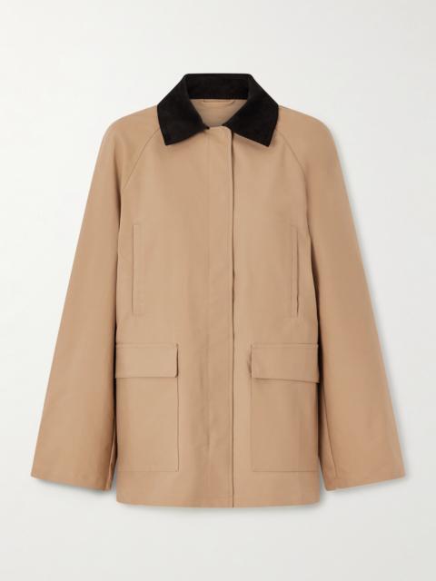 Summer Country Corduroy-trimmed Coated-canvas Jacket