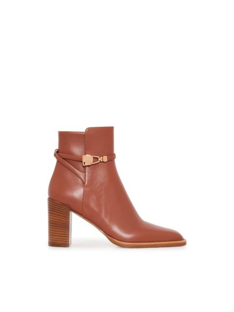 Nina Clasp Ankle Boot in Cognac Leather