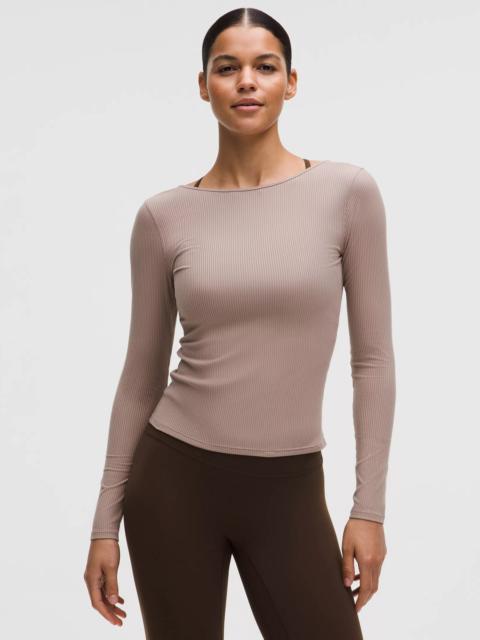 Ribbed Scoop-Back Yoga Long-Sleeve Shirt