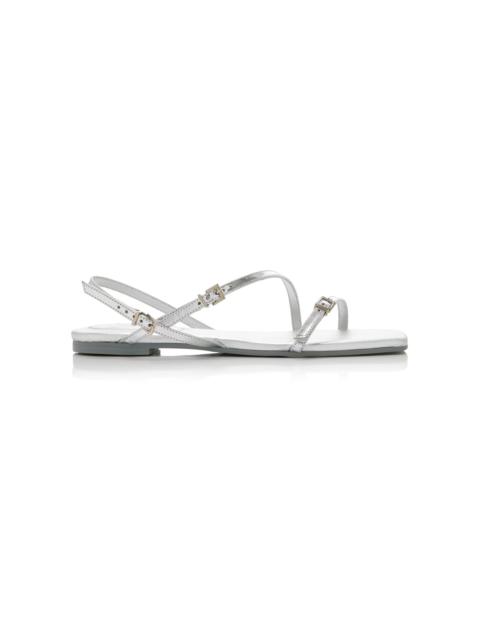 Carey Metallic Leather Sandals silver