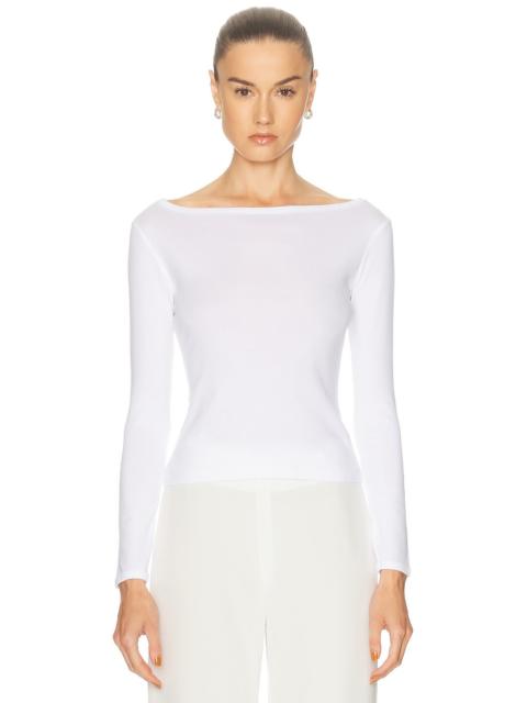 Fine Supima Cotton Long Sleeve Boatneck Top