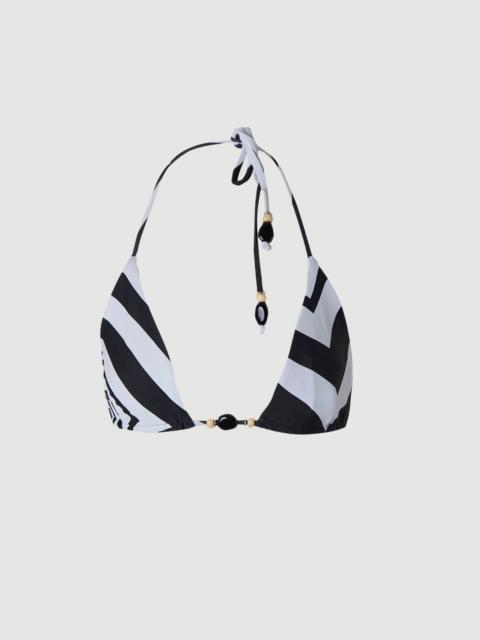 Stripe Print With Bead Detail Bikini Top