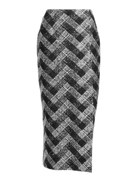 Embroidered Tulle Midi Skirt black/white