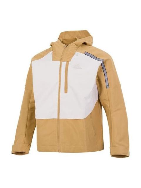 Men's adidas Th Protek Wvjkt Colorblock Athleisure Casual Sports Hooded Jacket Brown Yellow HM5167